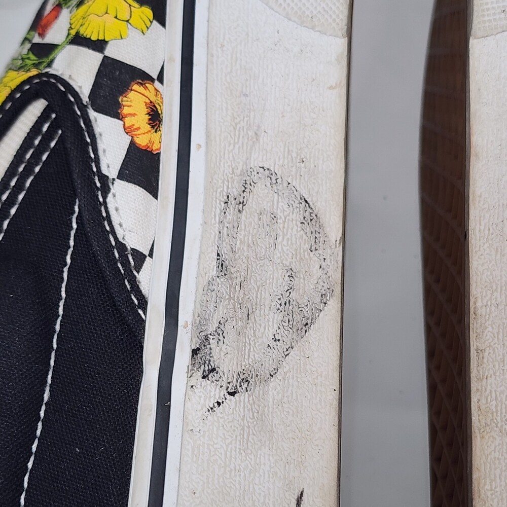 VANS OFF THE WALL Womens 6.5.Mens 5.Rose Poppy Daisy Floral Checkerboard Skate . - Picture 12 of 16